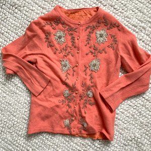 Vintage 1960 Beaded Wool Cardigan